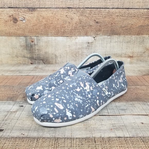 Toms Alpargata Women Sz 8 Forged Iron Grey Metallic Granite Fleck Flats Slip On - Picture 3 of 9